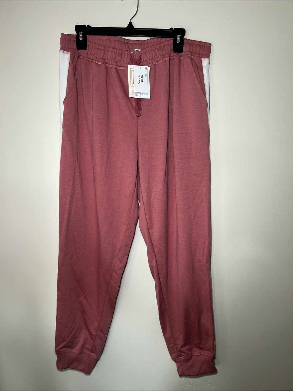 LuLaRoe Dusty Rose Jogger Pants with White Side Panels